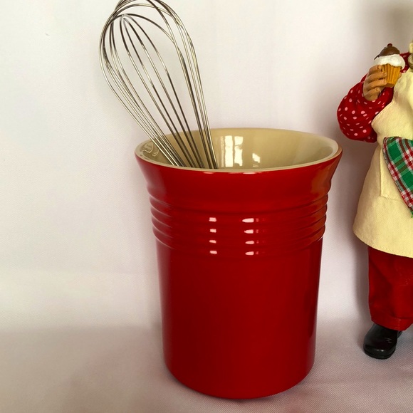 Olive & Thyme Kitchen Stoneware Red Utensil Holder Le Creuset Style - Picture 3 of 7